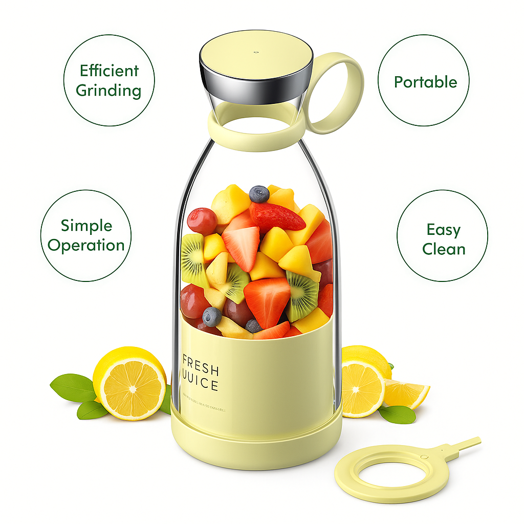 Portable Electric blender Bottle – USB Rechargeable Mini Blender for Smoothies & Shakes (350ml)